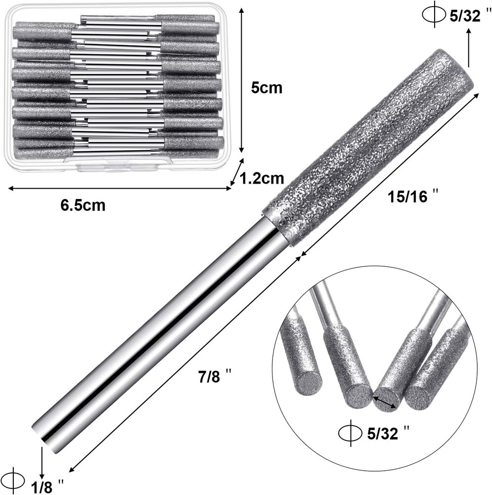 30 Pieces Chainsaw Sharpener Stone Burr Grinding Stone File with a Storage Box,