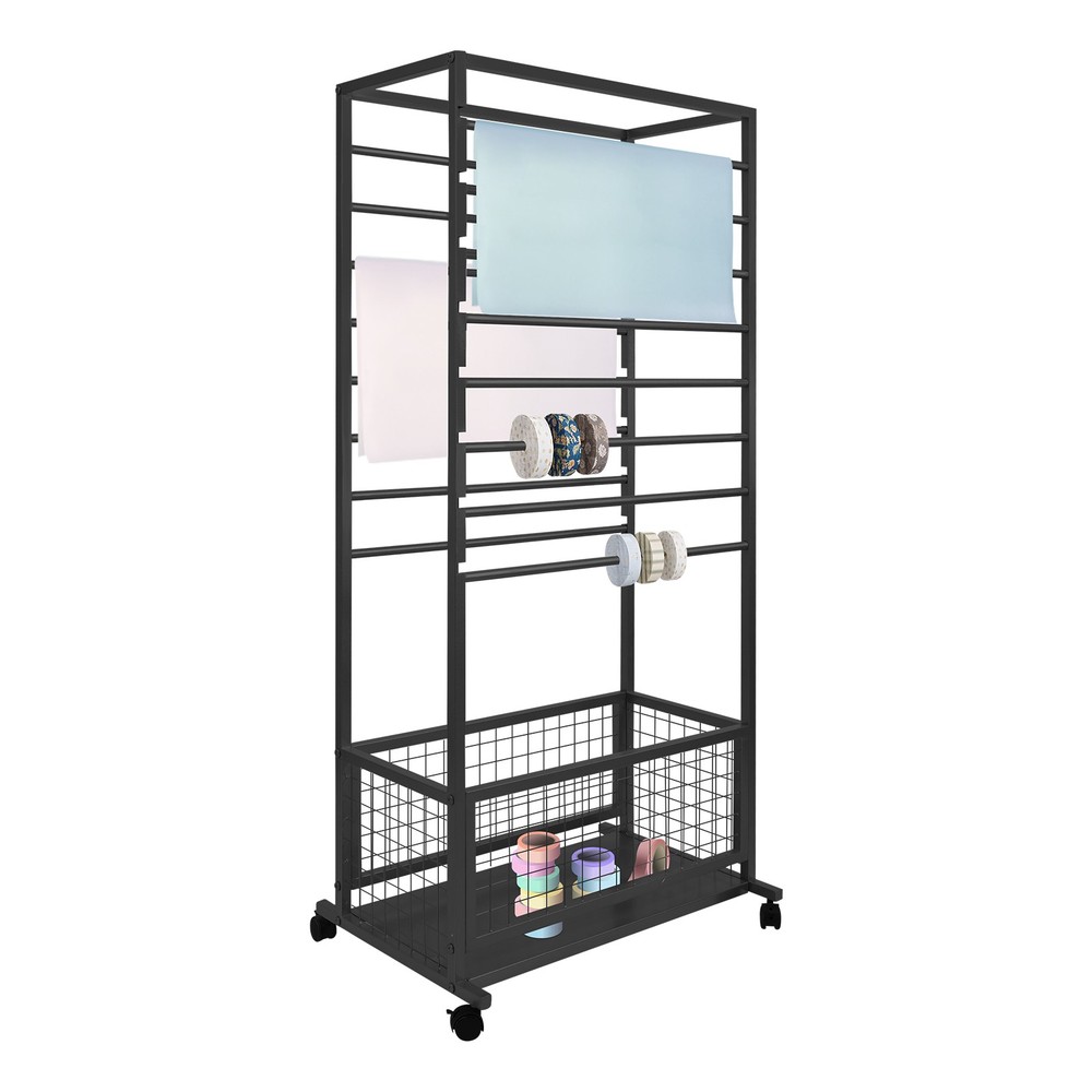 16-Layer Organizer Rack, Storage Shelf, Ribbon Display Rack 16 rods and a basket