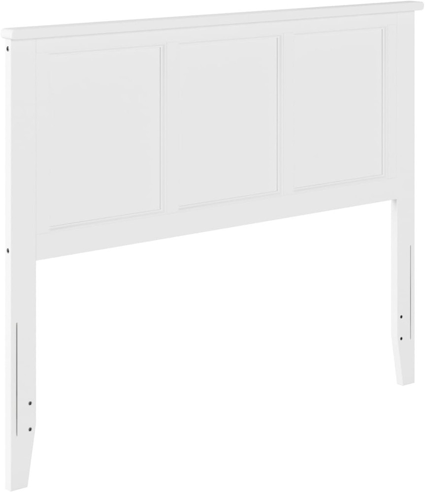 MadISON White Solid Wood Panel Headboard with Charger for Modern Bedrooms