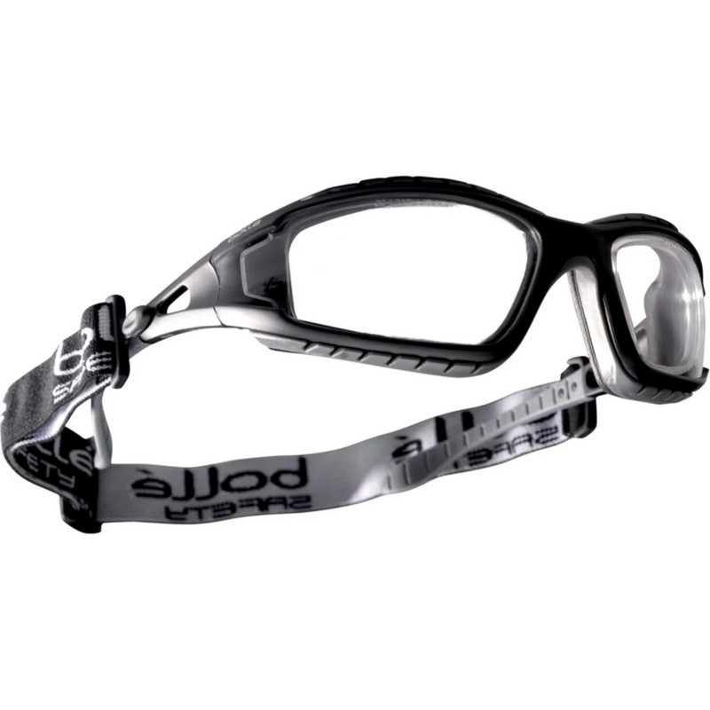 Tracker Sealed Safety Glasses, Black Frame - Clear Lens