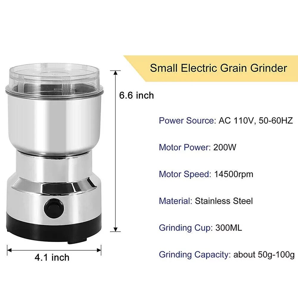 Mini Electric Coffee Bean Grinder Nut Seed Herb Grind Spice Crusher Mill Blender