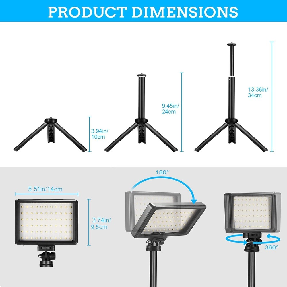 Adjustable LED Video Lights 2-Pack: USB Light Panels for Shooting & Streaming