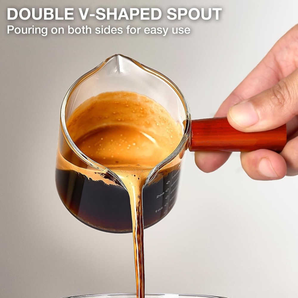 2 Pack Espresso Measuring Cups Glass, Small Double Small, Clear