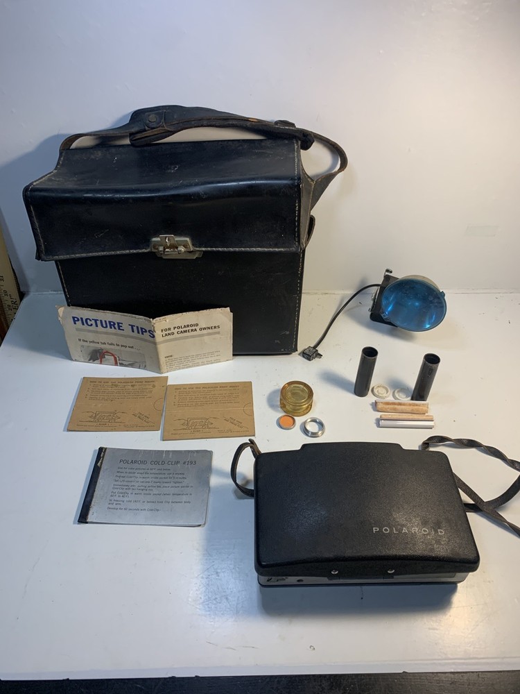 Polaroid Automatic 100 Land Camera w/ Case, Flash  and More