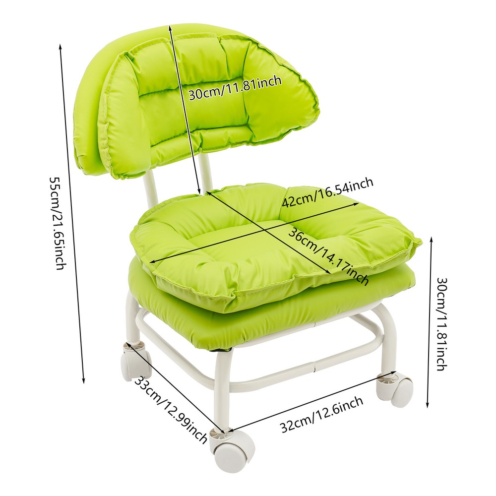 NEW Green Rolling Stool with Back Rest Heavy Duty Rolling Stool Roller Chair US