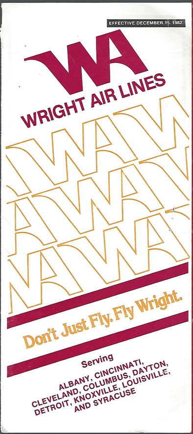 Wright Airlines system timetable 12/15/82 [6101] Buy 4+ save 25%