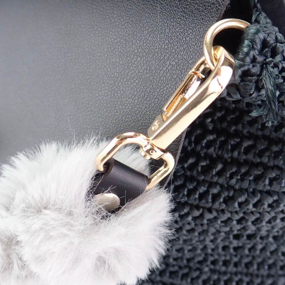Fur Handle (Light Gray) - Cotton Raffia