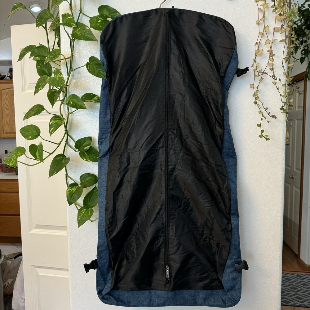 Prestige Foldable Garment Blue Bag with Multiple Zipper Pockets.