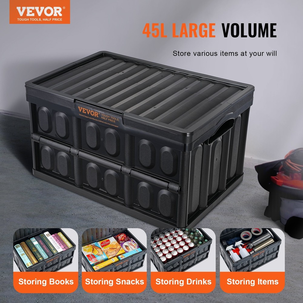 [New]Collapsible Storage Bins w/Lids,45L 3 Packs,Folding Plastic Stackable Utili