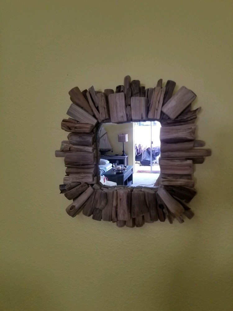 Handmade Driftwood Mirror Square 10"x10"