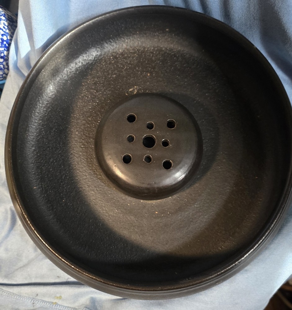 Large Japanese Style Ceramic, Pottery Black Incense Burner.