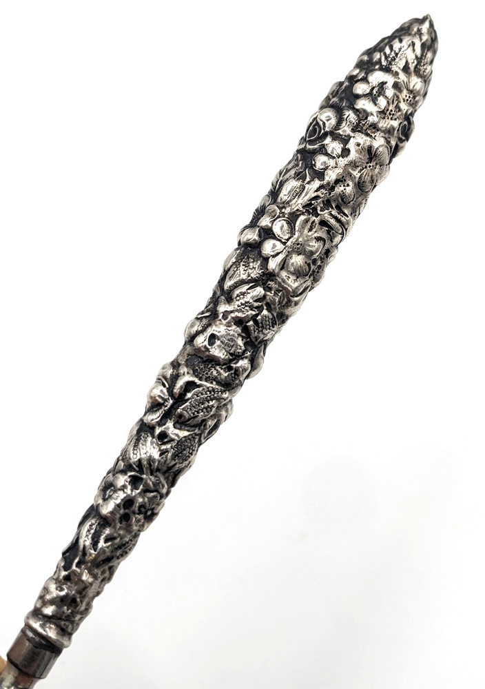 Antique Victorian Repousse Floral Sterling Silver ? Button Hook
