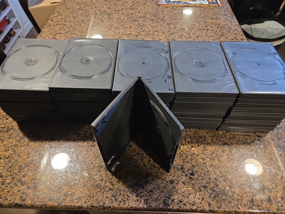 50 Empty Standard DVD/ CD Cases Black 50-Pack. Half Inch Size