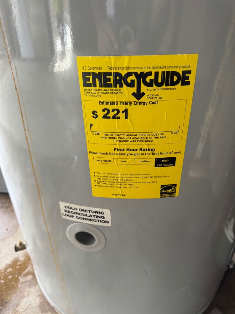 AO Smith Vertex GDHE-75 300 75-Gal Gas Water Heater 100,000 BTU | Energy Star