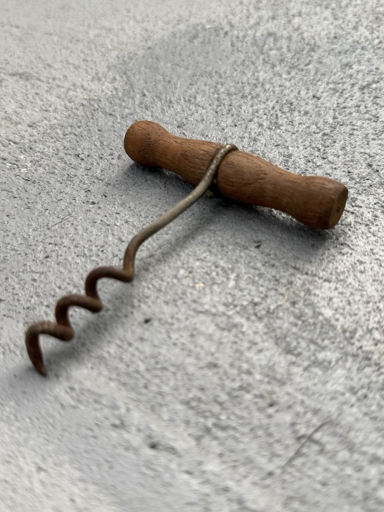 Antique Wooden T-Handle Corkscrew - 4 1/2”