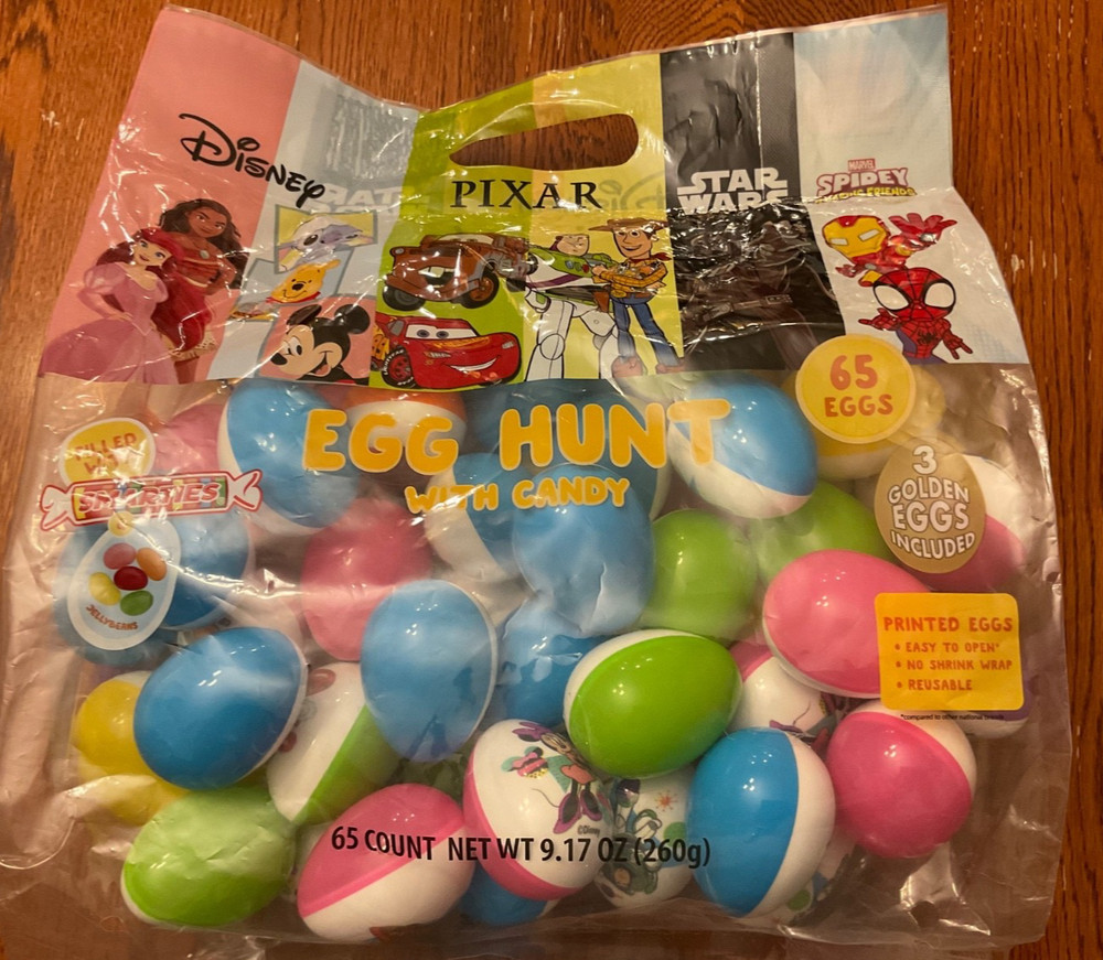 Disney Egg Hunt with Candy Sealed 65 Eggs Multicolored Includes 3 Golden Eggs