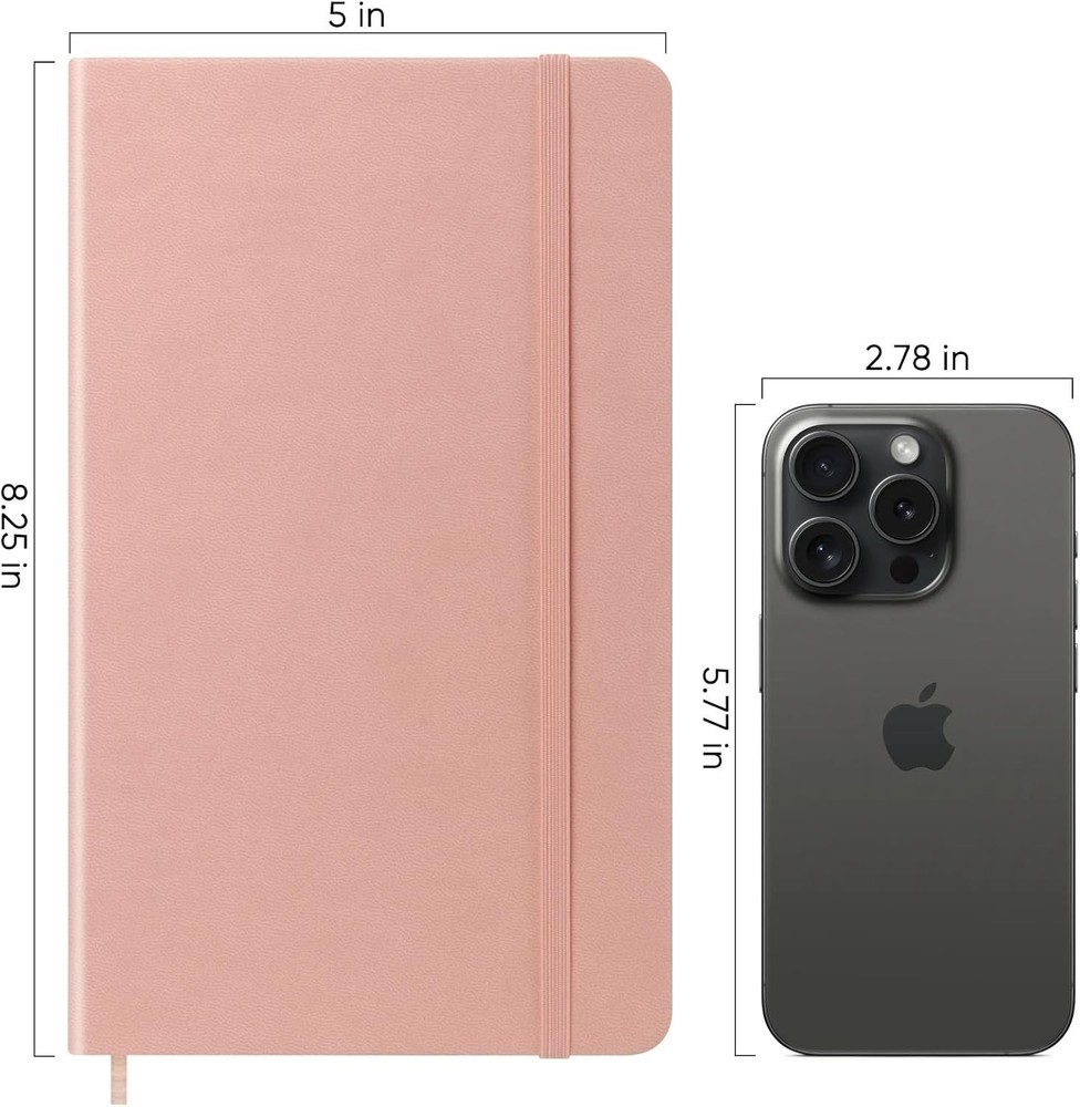Minimalist Pink Hard Cover Notebook with 128 Pages - Perfect for Note Taking