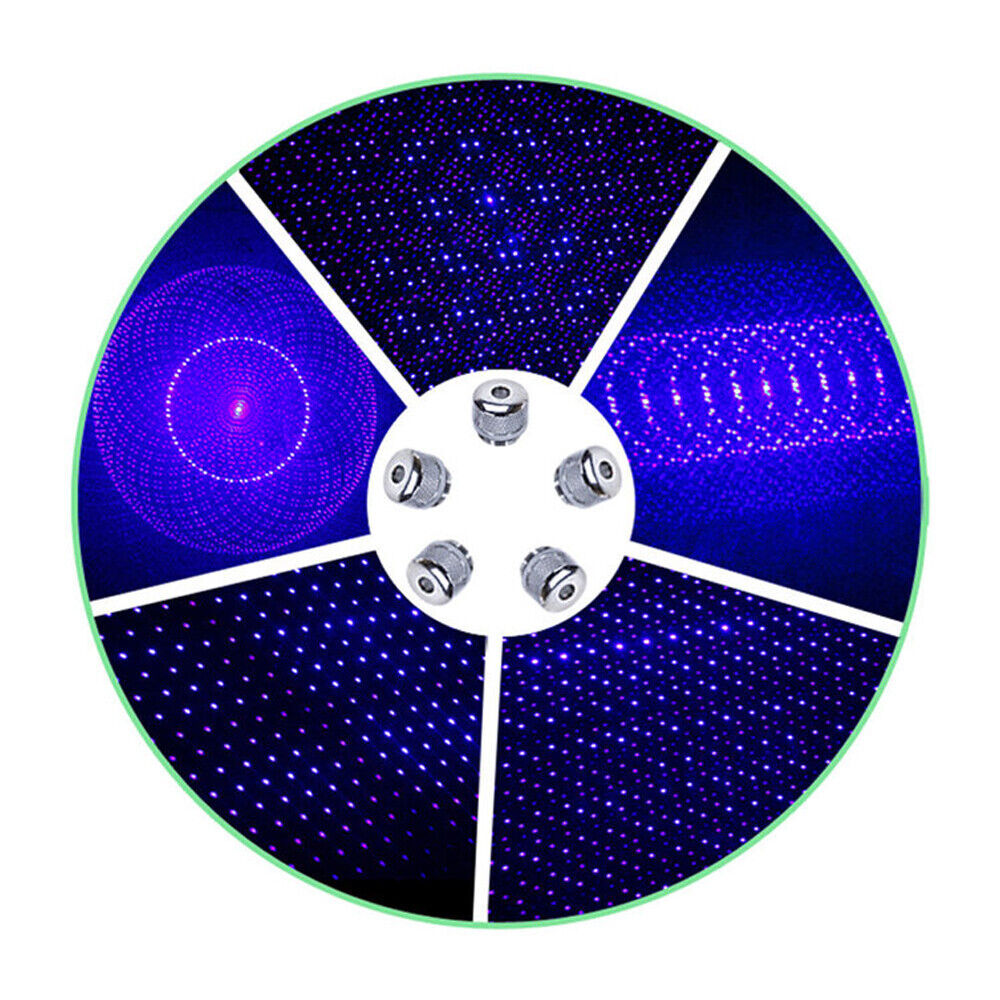 10W Blue Burning Laser Pointer 450-n-m Adjustable Visible Beam Dot Light 5 Heads