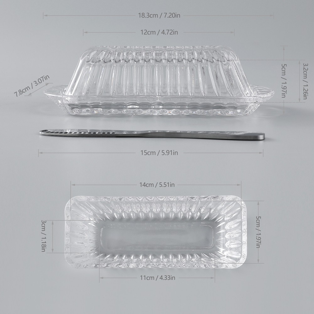Glass Butter Dish With Knife