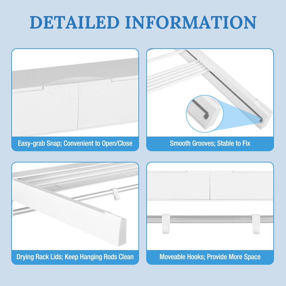 Wall-mounted Laundry Clothes Storage Dryer Hanger Retractable Drying Rack