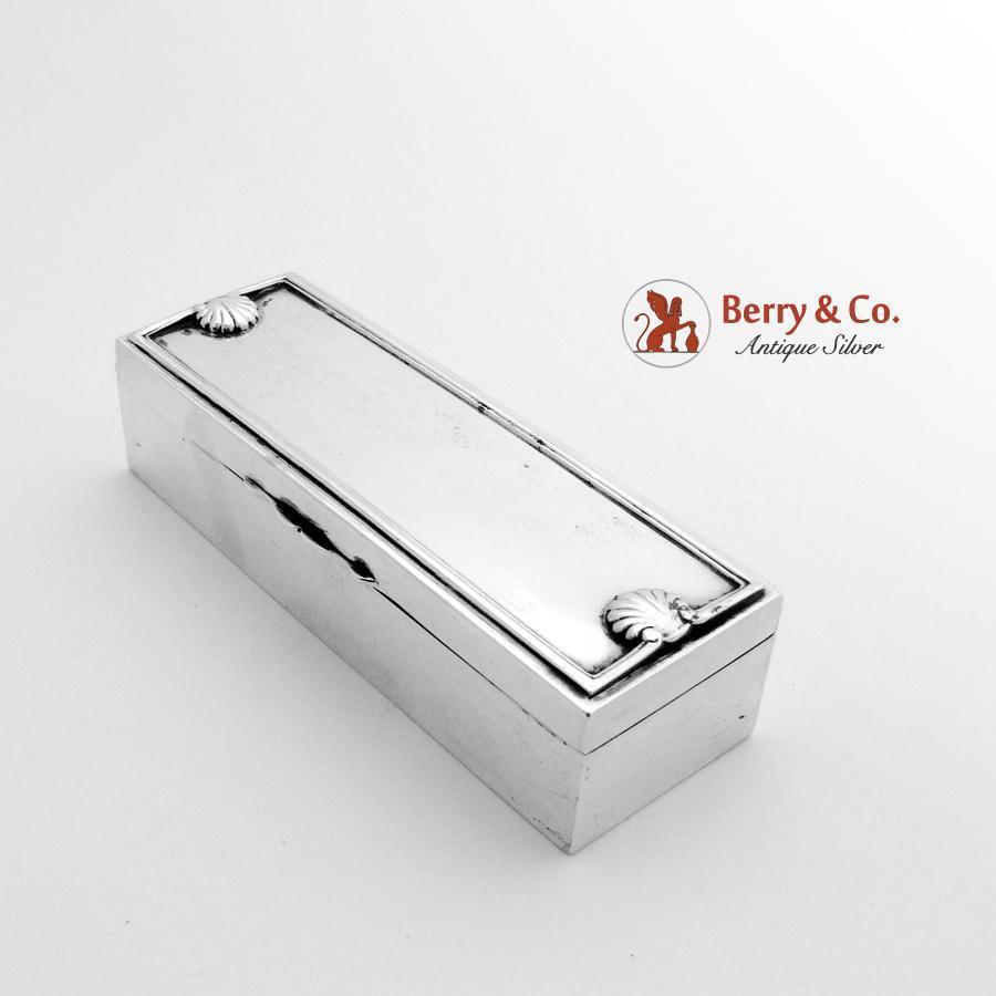 Embossed Shell Stamp Box German 800 Silver 1880