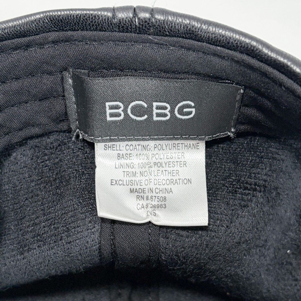 BCBG Black Leather Cap With Gold Chain BCBG Polyester