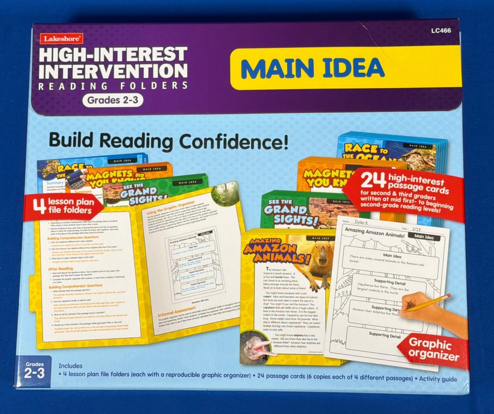 LAKESHORE HIGH-INTEREST INTERVENTION READING FOLDERS MAIN IDEA GR. 2-3