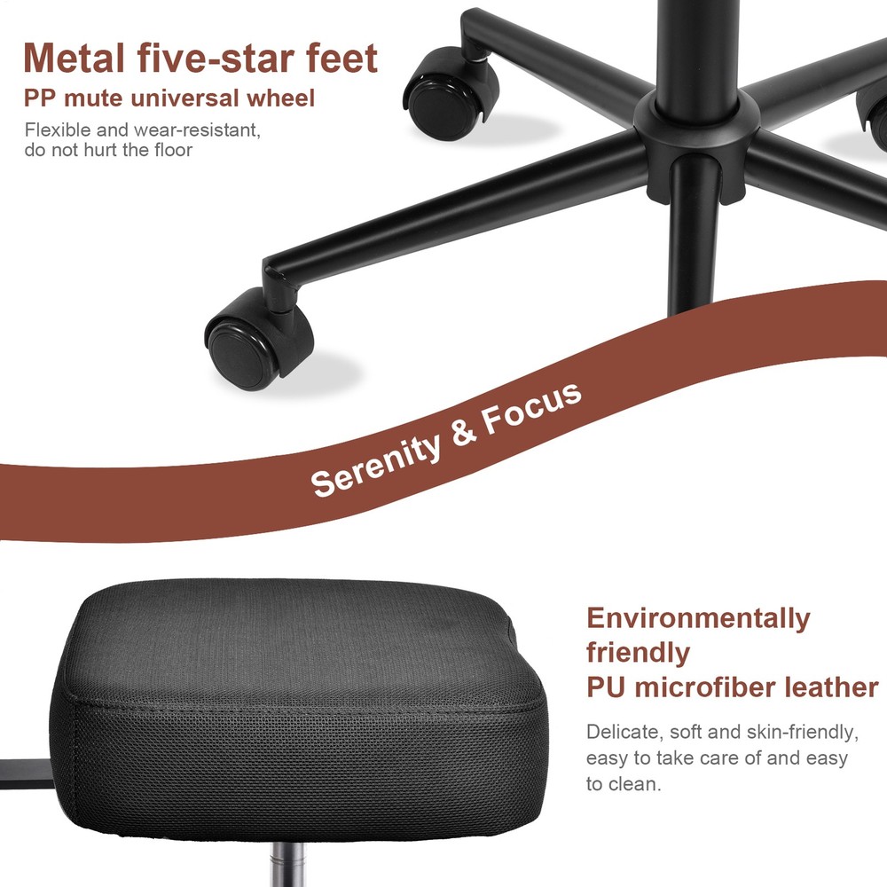 Height Adjustable Seat with Wheels for ADHD, Kneeling Chair with Back Support
