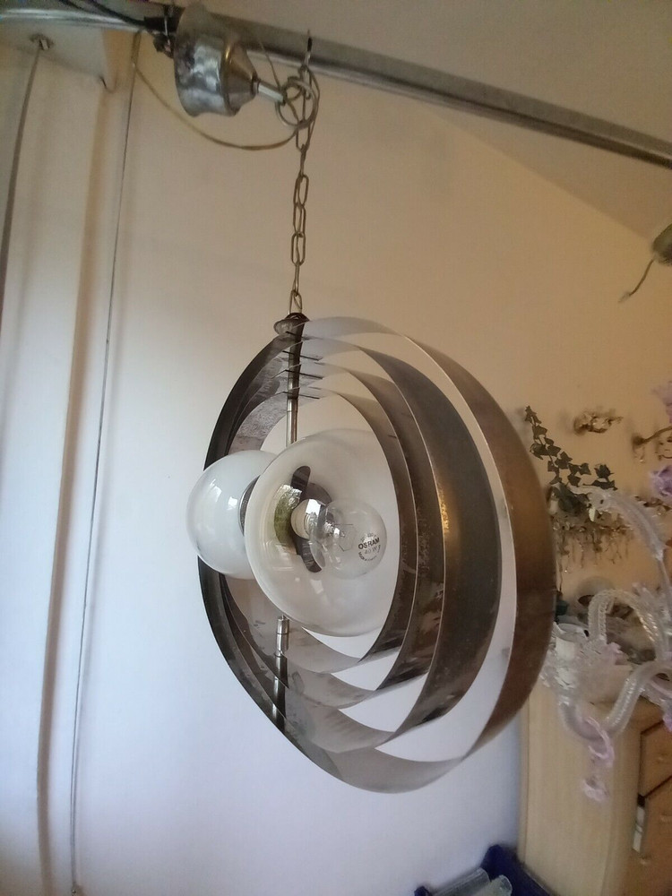 Particular Vintage Chandelier with Satellite Spheres Diffusers Old Lustre