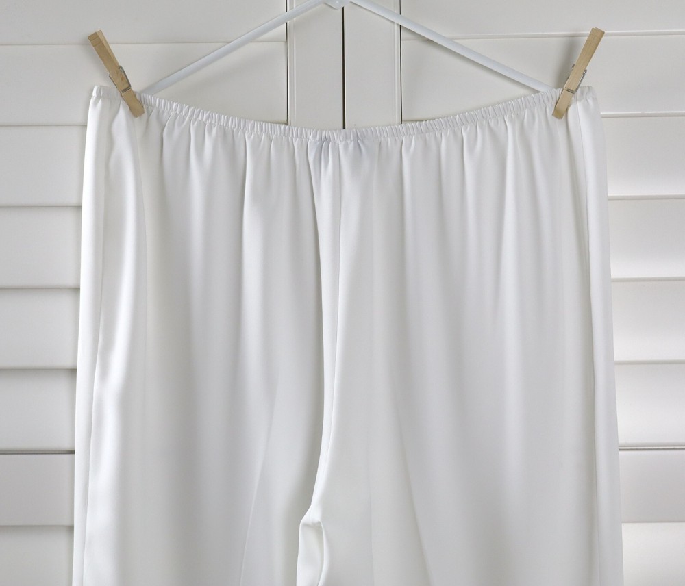 CAROLINE ROSE $248 Solid White Pull On Straight Leg Dress Pants Size XL