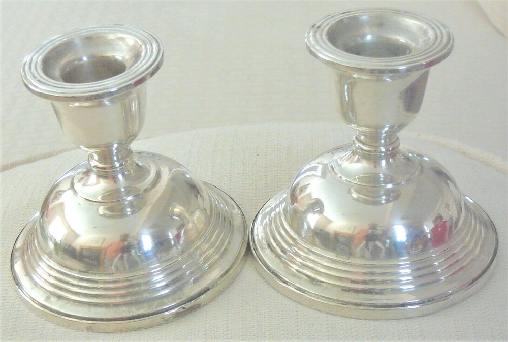 Pair of sterling silver candle sticks