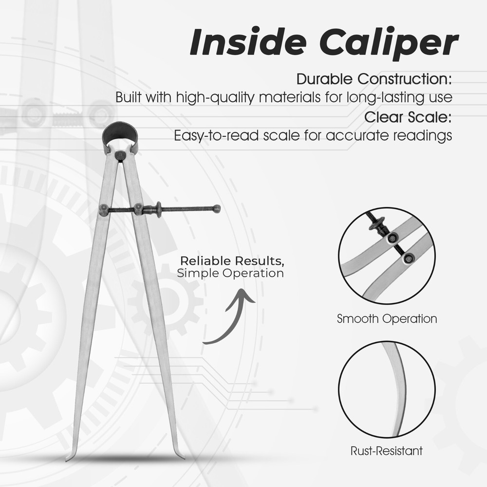 Precision 10" Inside Caliper by General Tools 454-10 – Flat Leg for Accurate Wor