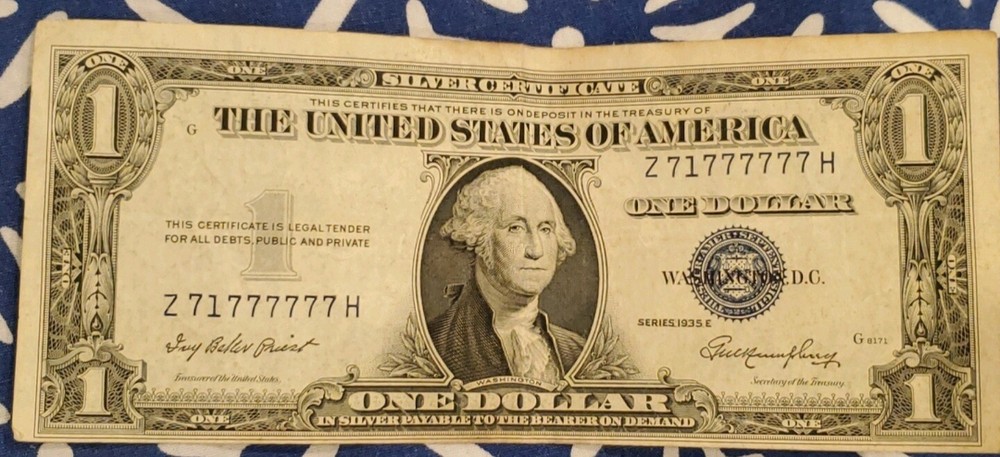 1935E RARE ERROR SILVER CERTIFICATE DOLLAR BILL