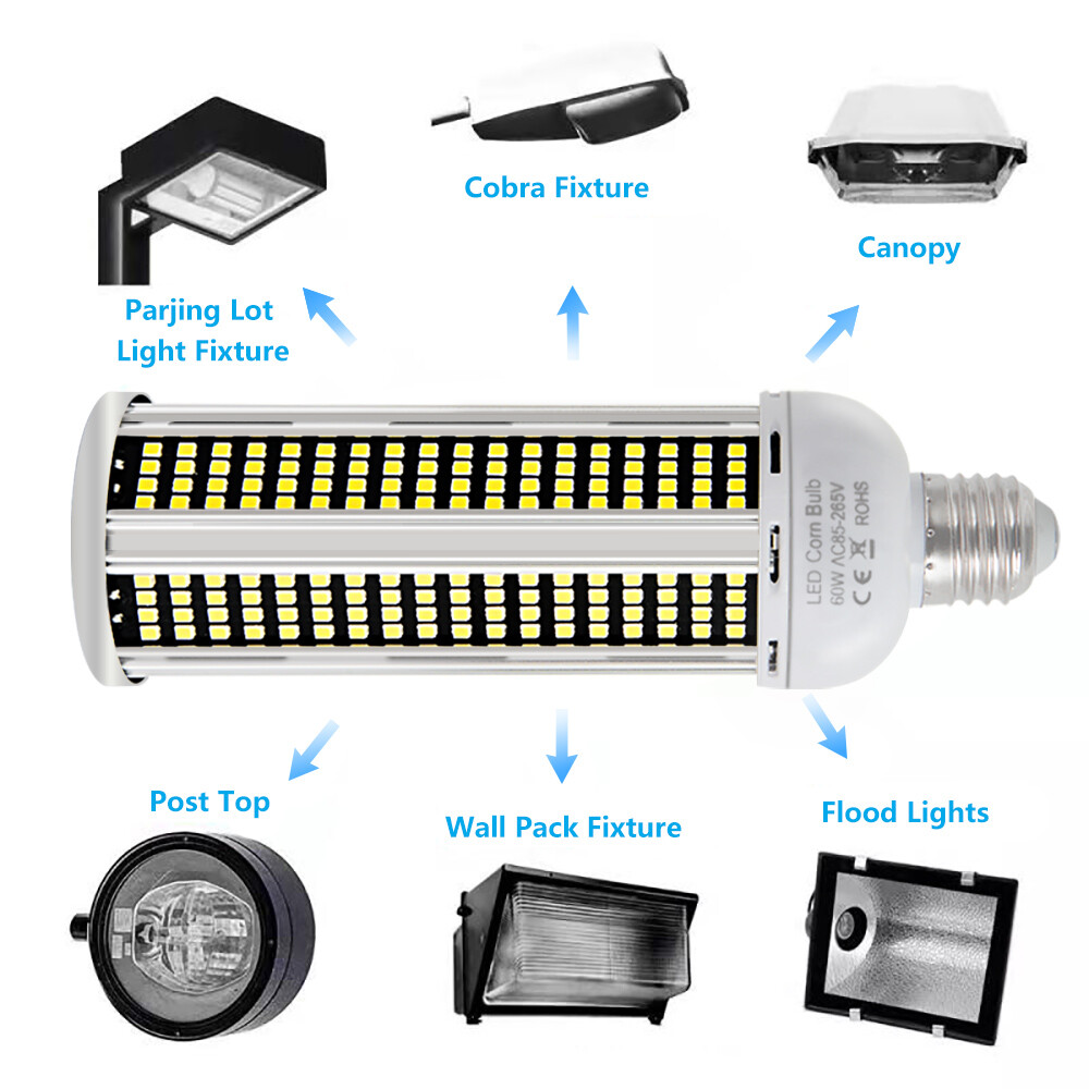 600W Equivalent LED Corn Light Bulb 60W 7000 Lumen 5000K Daylight White E26/E27