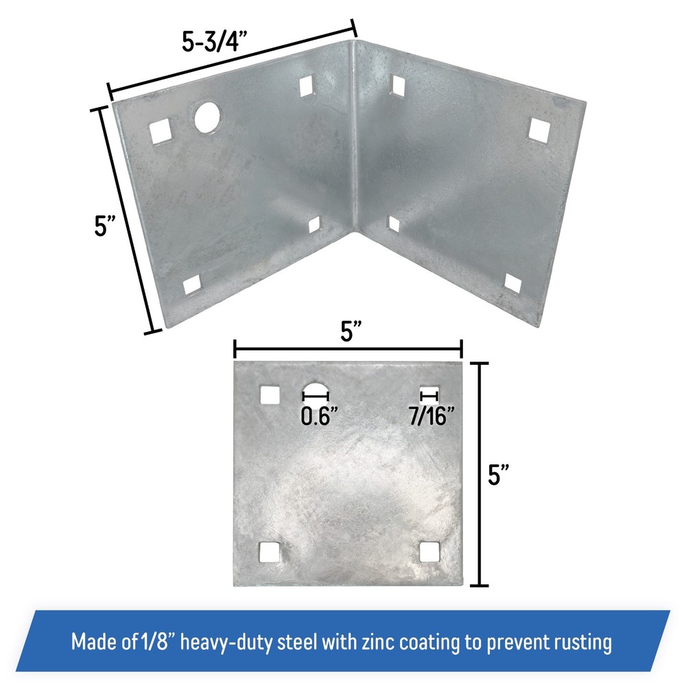 Stationary & Floating Dock Inside Corner Kit, 4 Inside Corners, 8 Backer Plates