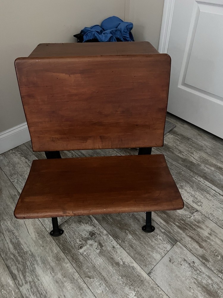 Antique School Desk with Fold-Up Chair Combo