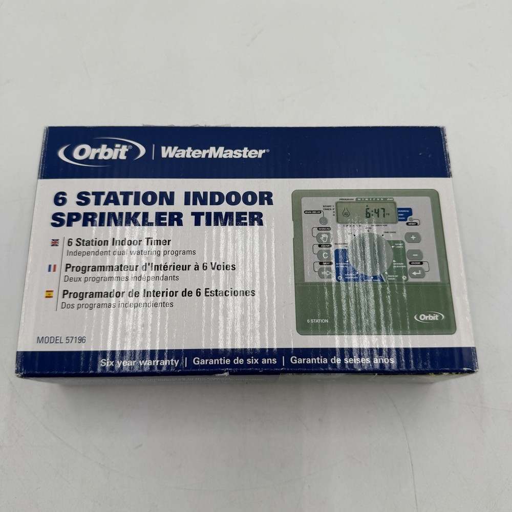 Orbit WaterMaster 6 Station Dual Program Sprinkler Timer Model 57196 - New