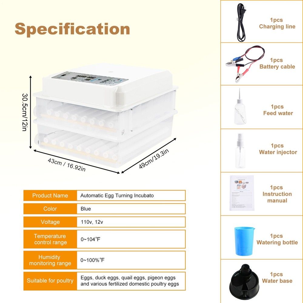 NEW Automatic 120 Eggs Incubator Temperature Control Digital Chicken Egg Hatcher