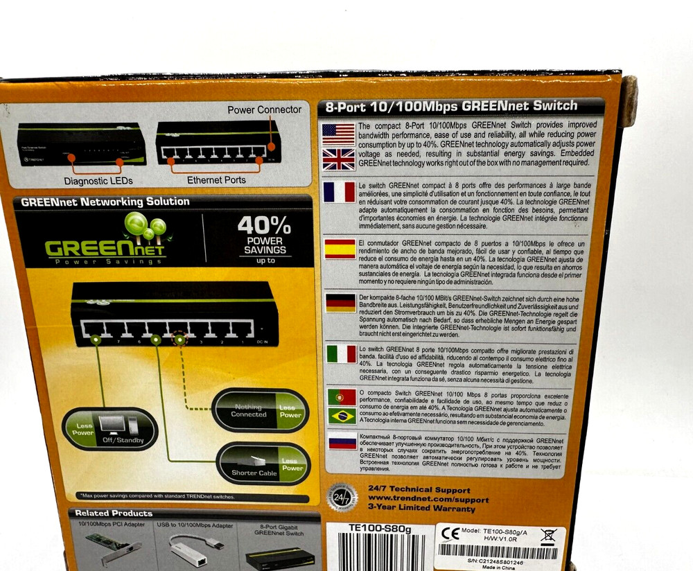 TRENDnet TE100 (TE100S80G) 8-Ports External Switch