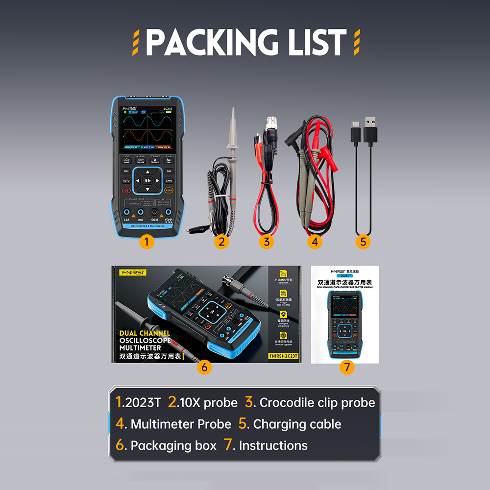 FNIRSI 2C23T Handheld Digital Oscilloscope Multimeter+ Function Signal Generator