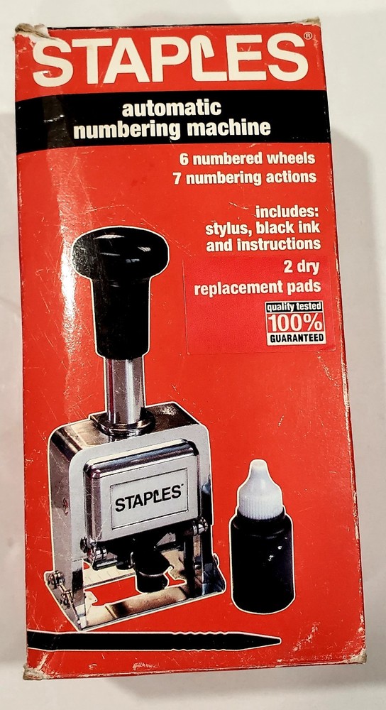 Staples Automatic Numbering Machine, Refurbished In Box- 6 Number Stamp Machine