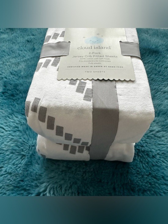 cloud island Jersey Crib Sheets 2-Pack in White and Gray