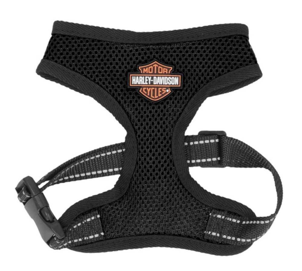 Harley Davidson B&S Logo Dog Harness Breathable Mesh Black Polyester MPC263/08