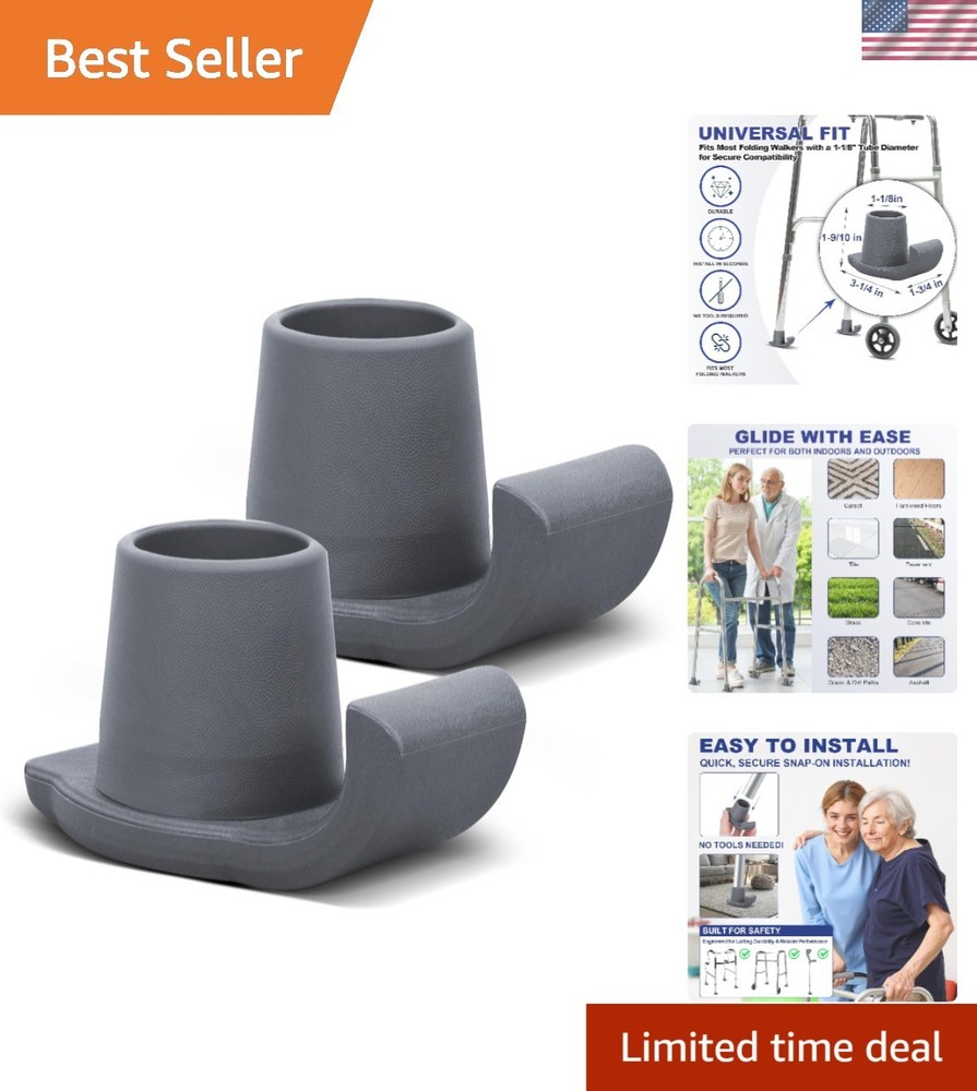 Easy-Fit Walker Ski Glides for Foldable Walkers - Essential Senior Accessories