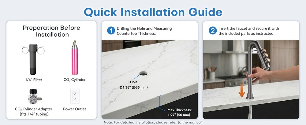 3-in-1 Under Sink Sparkling Water System, Chilled & Soda Dispenser, WiFi Control