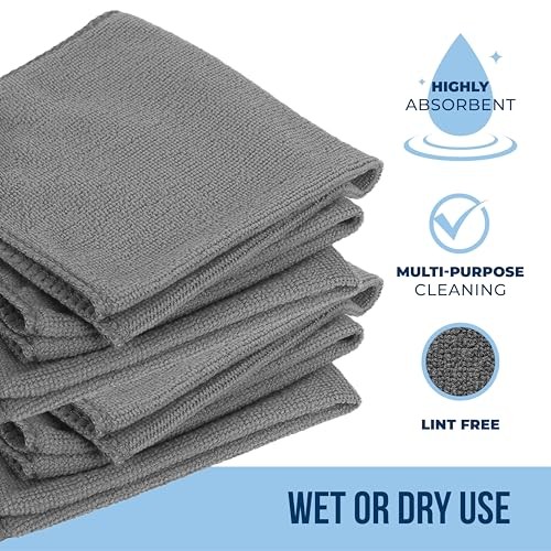 Chamois Cloth, Microfiber Cleaning Cloth 150 Pack, Borderless Pack of 150 Grey