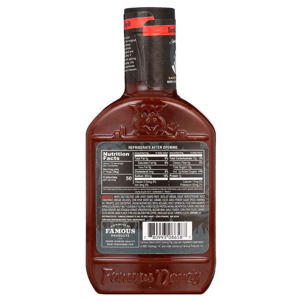 (4 pack) Famous Dave's Devil's Spit BBQ Sauce, 19 oz