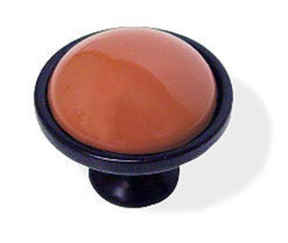 1-3/8" Terra Cotta Ceramic Insert Knob Flat Black