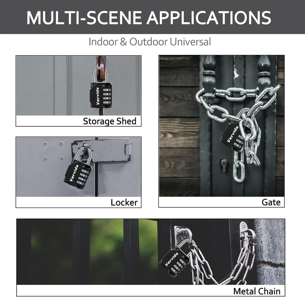 Combination Lock Resettable 4 Digit Padlock with Combination, AIHYTU Waterproof