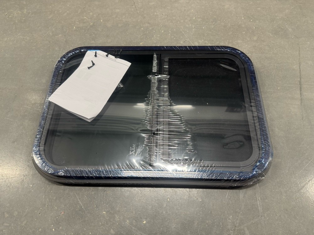 22" x 15" RV Exit Window Camper Push Out Emergency Window w/ Trim & Screen Black